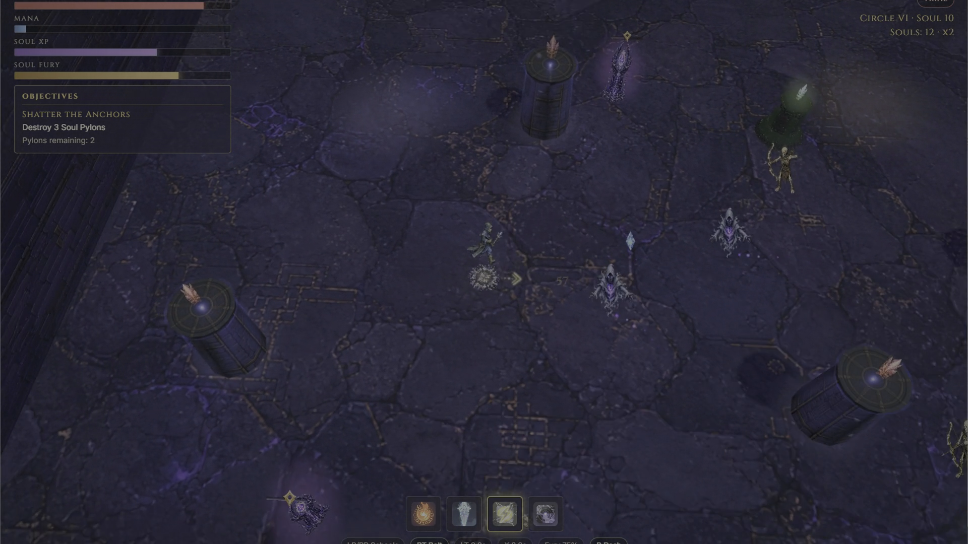 The Archmage fighting enemies in top-down view