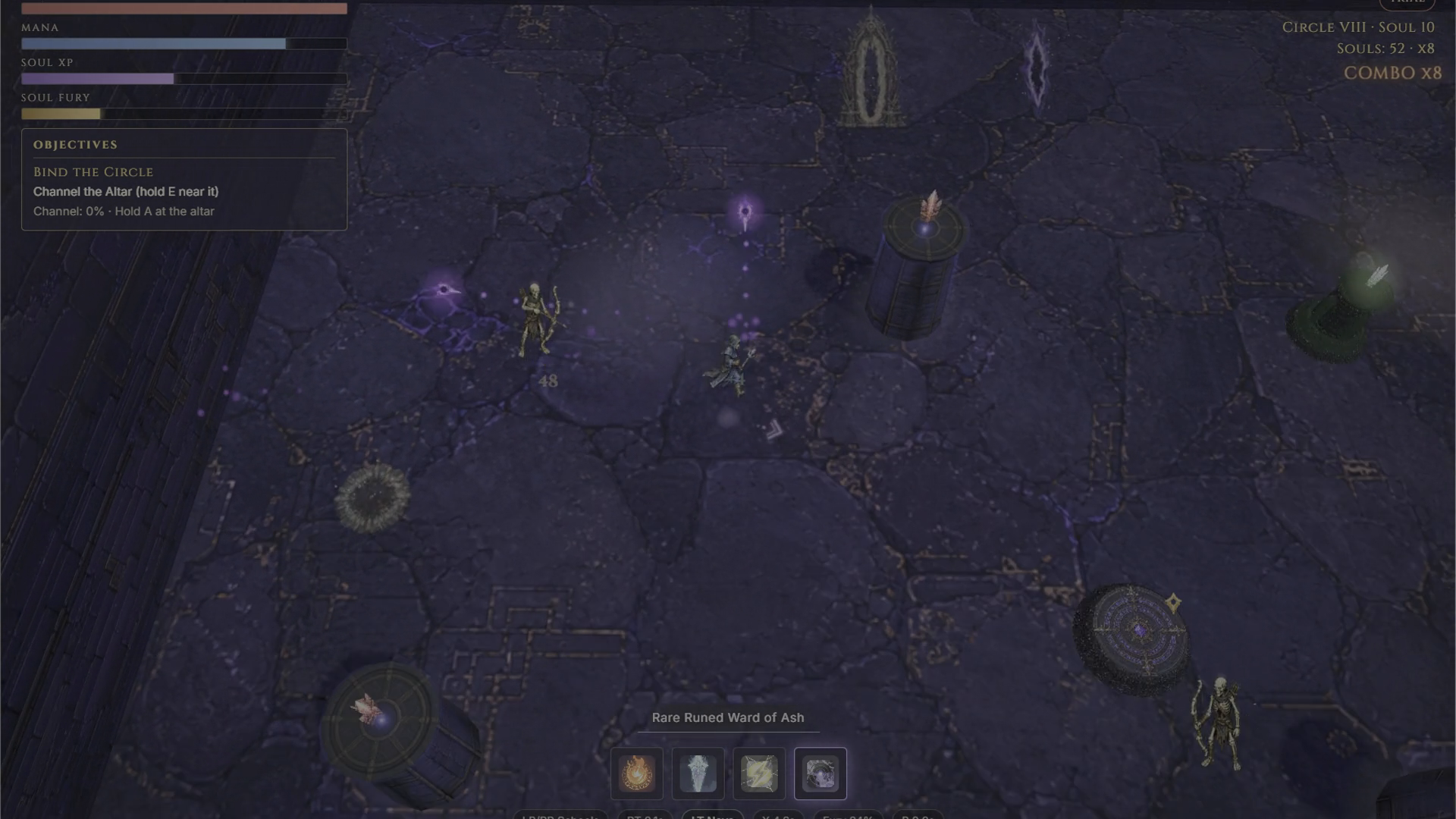 An ascended Archmage fighting a dense enemy wave